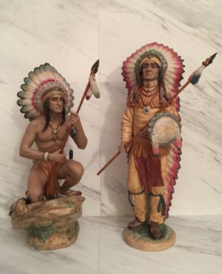 2 Rare Lladro Statues Indian Chief 102/3000 & Proud Warrior 164/3000 Signed