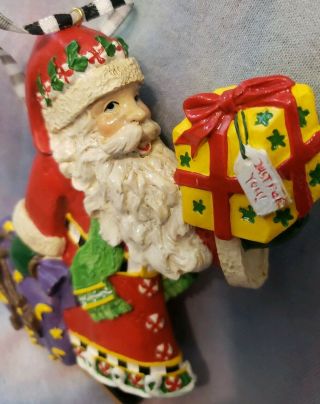Mary Engelbreit Christmas Ornament Santa with gift and toy sack 5