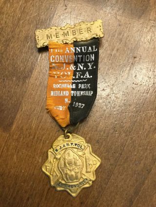 Fire Department Vintage Convention Badges & Ribbons Bergen County Jersey 7