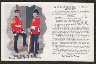 Ww1 Soldiers Rates Of Pay Infantry Royal West Kent Regiment Gale Polden Postcard