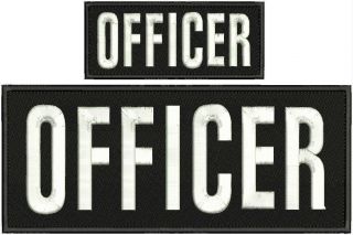 Officer Embroidery Patches 4x10 And 2x5 Hook White Letters
