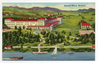 Belmont Manor Bermuda.  Yankee Store Postcard No.  291 Hills Golf Club Tennis Boats