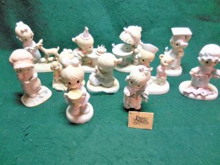 11 Vintage Precious Moments Porcelain Bisque Figurines.  Church Fundraiser Item