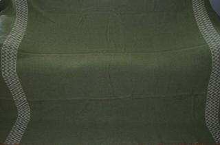 Vintage BARON WOOLEN MILLS Wool Blanket Green w Checker 82 x 70 Camping 2
