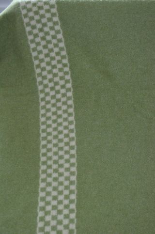 Vintage BARON WOOLEN MILLS Wool Blanket Green w Checker 82 x 70 Camping 7
