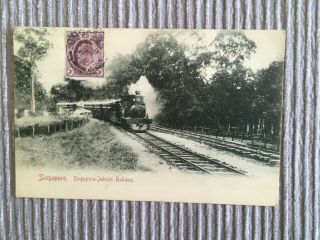 Singapore 1908 Johore Railway With Steaming Train Malaya