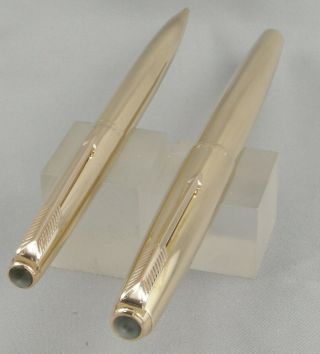 Parker 61 Presidential 14kt Solid Gold Fountain Pen & Pencil Set - 1960 ' s 10