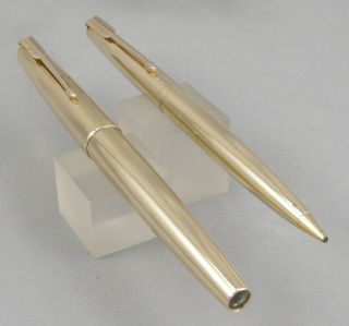 Parker 61 Presidential 14kt Solid Gold Fountain Pen & Pencil Set - 1960 ' s 11