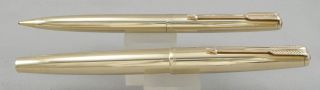 Parker 61 Presidential 14kt Solid Gold Fountain Pen & Pencil Set - 1960 ' s 2