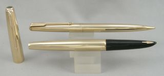 Parker 61 Presidential 14kt Solid Gold Fountain Pen & Pencil Set - 1960 ' s 3
