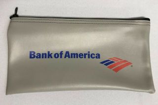 Bank Of America Zipper Money Deposit Bag Organizer Gray 10.  5” X 5”