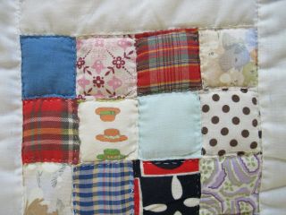 THICK Vintage All Cotton Hand Pieced & Quilted 16 - Patch Quilt,  93 