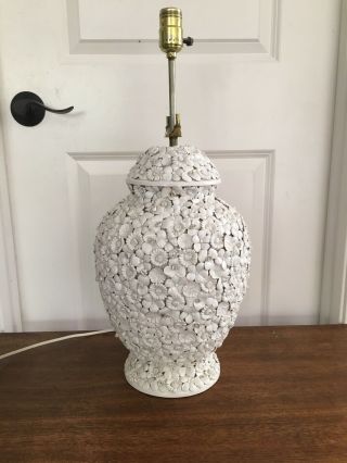 Italian Ceramic Porcelain Flower Table Lamp Light Blanc De Chine Nove Regency