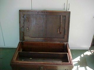 Antique Carpenters Wood Tool Box,  Hand Carved,  Uncleaned,  Patina