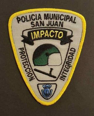 Vintage Puerto Rico Police Patch / Impacto / Policia Municipal S.  J /