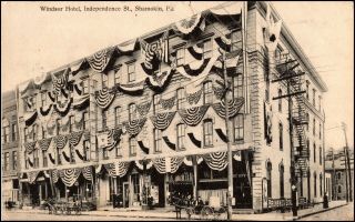 Windsor Hotel,  Independence St. ,  Shamokin Pa Pennsylvania Postcard C.  1908