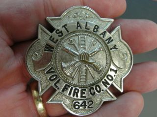Antique Obsolete West Albany Ny Vol Fire Co.  No.  1 Pin Badge