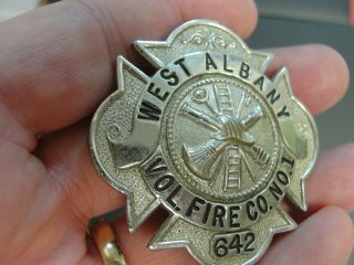 Antique Obsolete West Albany NY Vol Fire Co.  No.  1 Pin Badge 2