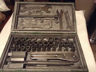 Antique 49 Piece 1930s Frank Mossberg Socket Set With Ratchet Wrenches T - Handle