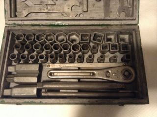 ANTIQUE 49 PIECE 1930s FRANK MOSSBERG SOCKET SET WITH RATCHET WRENCHES T - HANDLE 2