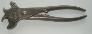 Antique Double Hog Ring Pliers Marked " Patd Apr 21,  1880 " (inv51)