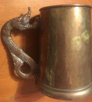 Vintage Unique Copper Tankard Mug With Dragon Handle - 16 Ounce - Ships 2