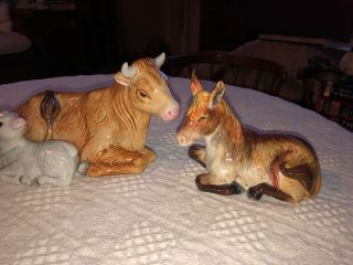 Fitz & Floyd Nativity Animals Cow Sheep & Donkey Figurines