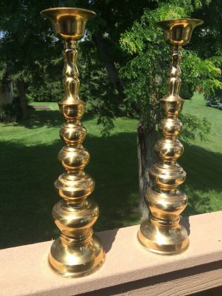 Hollywood Regency18 " Solid Brass Candlesticks Pair Elegant Homco Syroco