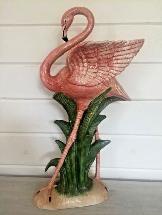 Fitz & Floyd Japanese Flamingo Bird Figurine Ceramic Large 22 " Pink Florida