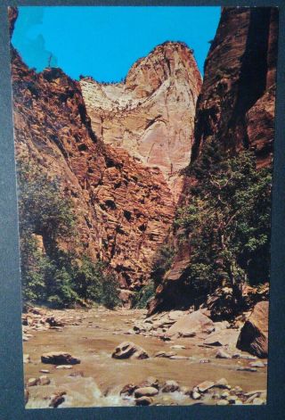 Vintage Utah Postcard Mystery Mountain Narrows Trail Zion National Park