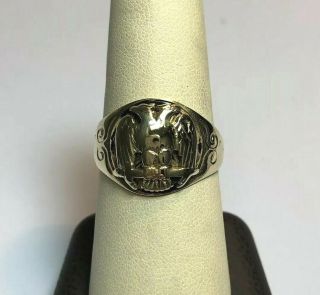 Vintage 10k Gold Masonic Double Headed Eagle Ring Size 8 3/4