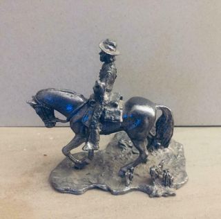 Pewter Cowboy And Horse Figurine