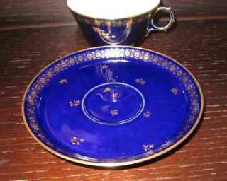 20th Century SEVRES French Porcelain Cup & Saucer EX HAROLD WILSON / DE GAULLE 3 8