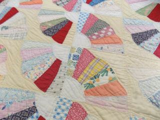 Antique Vintage 1930s - 40s Handmade Feed Sack Grandmothers Fan Quilt 65 