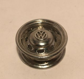 Rare Vintage Handmade Silver Plated Vw Volkswagen Bug T2 Wheel Pendant Necklace
