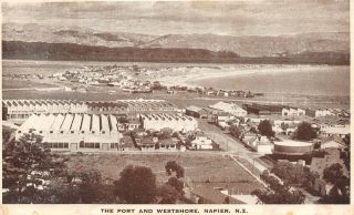 The Port And Westshore,  Napier,  Zealand Ca 1920s Vintage Postcard