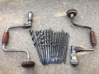 Old Antique Vintage Tools Bit Braces Stanley Auger Bits Hand Drills Millers