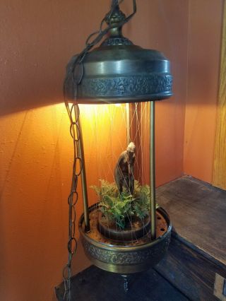 Vintage Hanging Mineral Oil Motion Rain Lamp Nude Greek Goddess 30 "