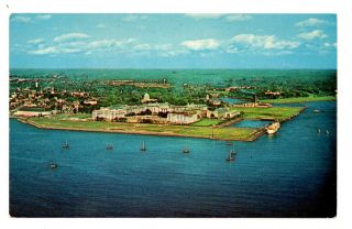 U.  S.  Naval Academy Annapolis Maryland Postcard Vintage Aerial View Campus River