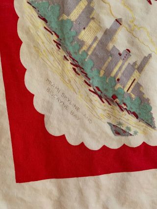 Vintage FLORIDA State Map Souvenir Tablecloth Red Pre Disney Cloth. 2