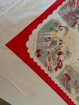 Vintage FLORIDA State Map Souvenir Tablecloth Red Pre Disney Cloth. 7