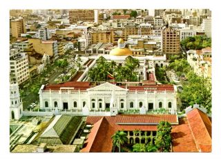 Caracas Venezuela Postcard View Towards The Capitol Flag Aerial View Unposted