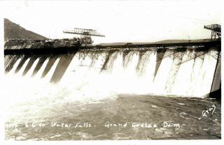 Rppc " Water Falls,  Grand Coulee Dam ",  Washington Sepia Real Photo Postcard
