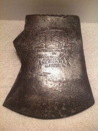 " Rare " Antique Embossed William Mann " The Red Warrior " Axe Head Americanax