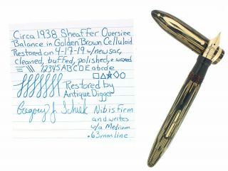 Circa 1938 Sheaffer Oversize Golden Brown Balance Fountain Pen Restored