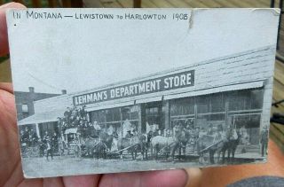 1908 Montana,  Lewistown To Harlowtown,  8 Horse Team Stage Coach Lehmans Postcard