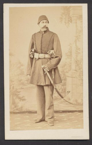 Cdv2208 Turkish Victorian Carte De Visite: Soldier With Sword,  Sebah,  Constant