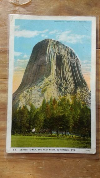 Devils Tower 800 Feet High Sundance Wyoming 1911 Postcard