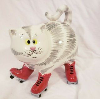 Fitz And Floyd Gift Gallery Rollerskating Cat Bank