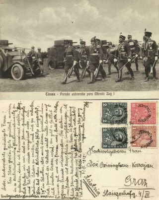 King Zog Zogu I Of Albania Inspecting A Military Parade (1929) Postcard